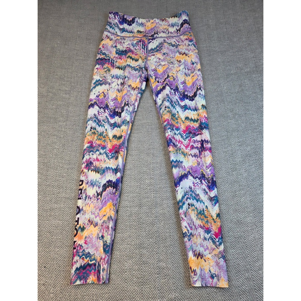 Peloton Womens Medium High Rise Leggings Multicolor Chevron Marble Print Active